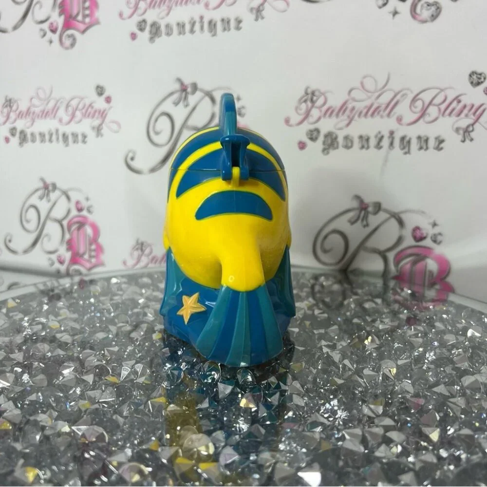 Disney mug cup flip top little mermaid flounder Fish Figurine Yellow Blue Decor
